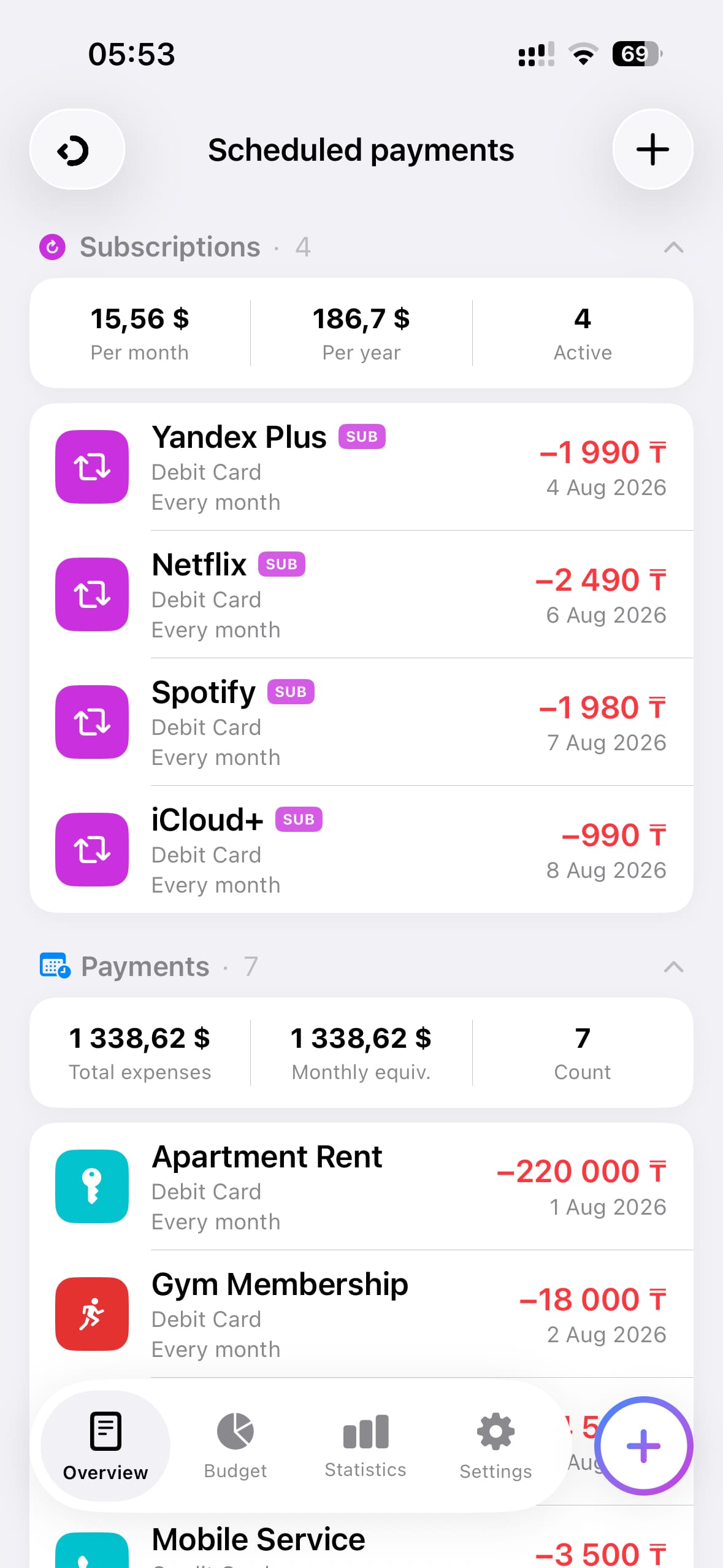 Scheduled payments